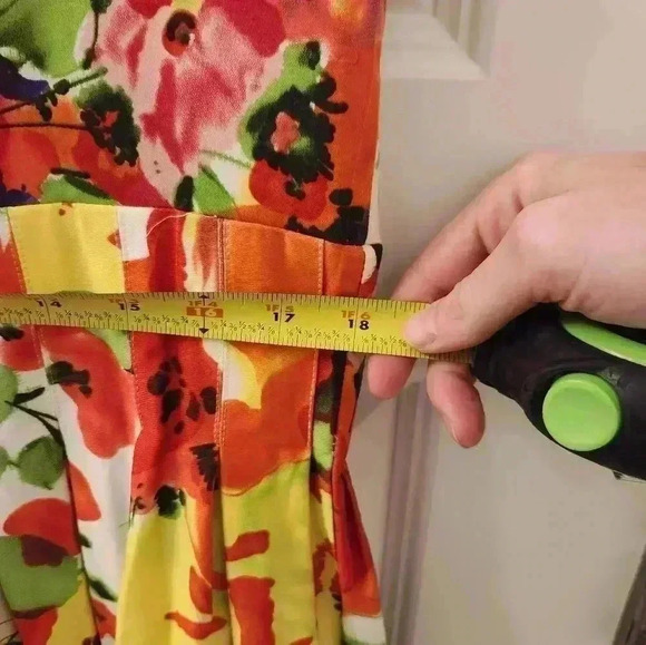 Eliza J New York Size 16 Floral V Neck Sleeveless Dress Midi Vibrant #M602 - Picture 4 of 5